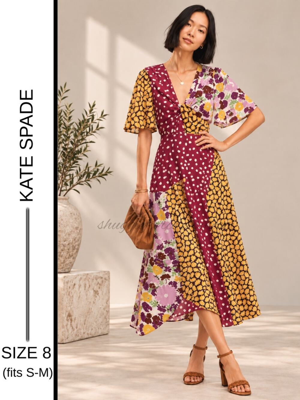 MSRP: $390 | ✨ Kate Spade Swing Flora Mix Print Midi Dress – Size 8 (fits S-M)✨